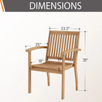 Ensemble de 2 chaises de salle à manger de patio MAISON ARTS en bois d'acacia massif naturel, avec accoudoirs en bois fini à l'huile.