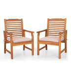 Ensemble de 2 chaises de salle à manger de patio MAISON ARTS en bois d'acacia massif naturel, avec accoudoirs en bois fini à l'huile.