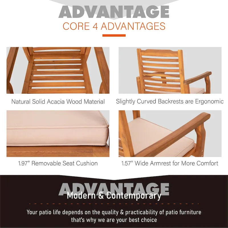 Ensemble de 2 chaises de salle à manger de patio MAISON ARTS en bois d'acacia massif naturel, avec accoudoirs en bois fini à l'huile.
