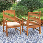 Ensemble de 2 chaises de salle à manger de patio MAISON ARTS en bois d'acacia massif naturel, avec accoudoirs en bois fini à l'huile.