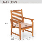 Ensemble de 2 chaises de salle à manger de patio MAISON ARTS en bois d'acacia massif naturel, avec accoudoirs en bois fini à l'huile.