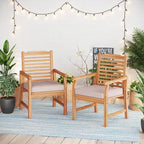 Ensemble de 2 chaises de salle à manger de patio MAISON ARTS en bois d'acacia massif naturel, avec accoudoirs en bois fini à l'huile.