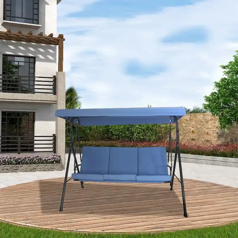 Balancelle 3 places Rankin avec pare-soleil, hamac et support, par Havenside Home