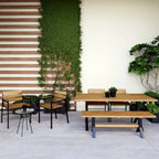Ensemble de salle à manger contemporain 3 pièces en bois d'acacia naturel SEI Furniture avec table et bancs