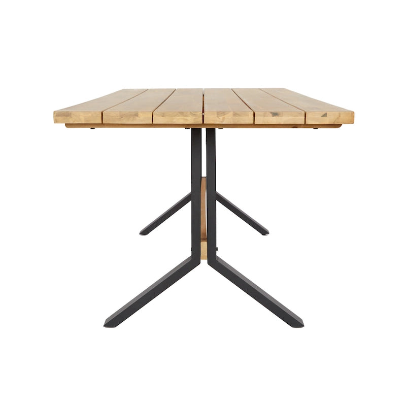 Ensemble de salle à manger contemporain 3 pièces en bois d'acacia naturel SEI Furniture avec table et bancs