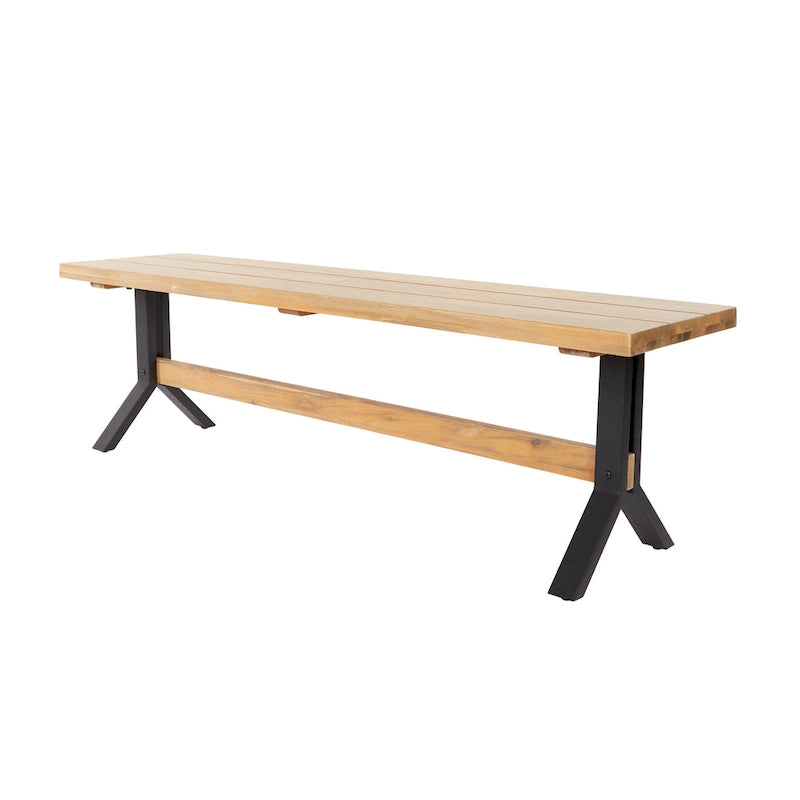 Ensemble de salle à manger contemporain 3 pièces en bois d'acacia naturel SEI Furniture avec table et bancs