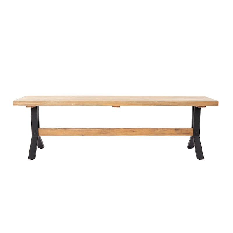 Ensemble de salle à manger contemporain 3 pièces en bois d'acacia naturel SEI Furniture avec table et bancs