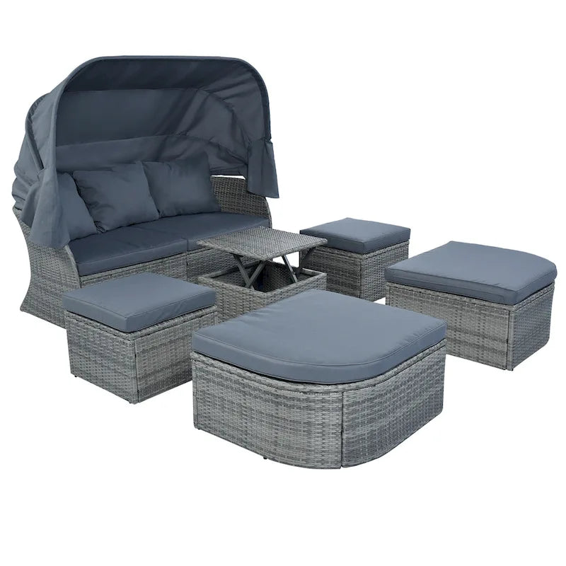 Ensemble de mobilier de jardin U_STYLE : lit de jour/solarium avec auvent rétractable