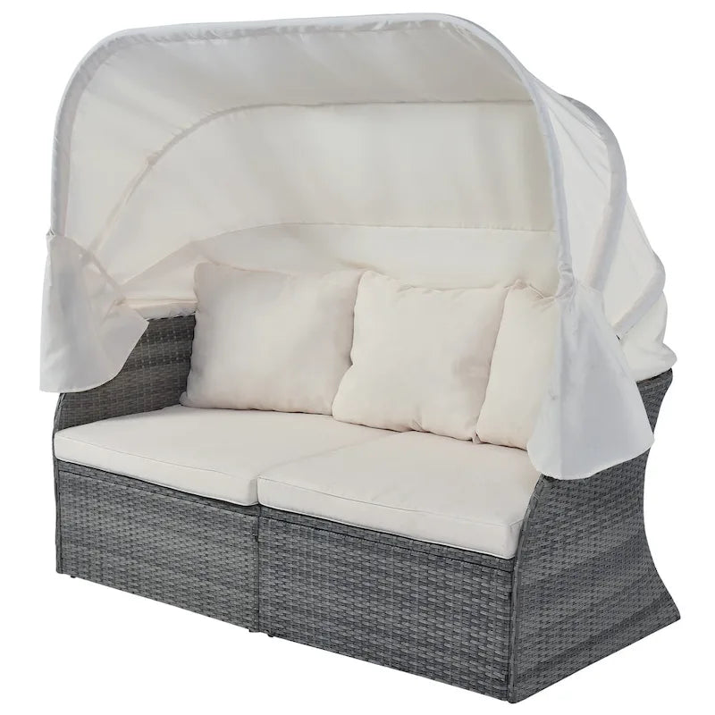 Ensemble de mobilier de jardin U_STYLE : lit de jour/solarium avec auvent rétractable