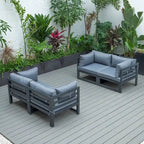 Ensemble de canapé d'angle 4 pièces LeisureMod Chelsea pour patio extérieur, en aluminium noir avec coussins