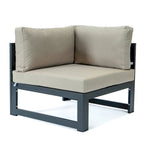 Ensemble de canapé d'angle 4 pièces LeisureMod Chelsea pour patio extérieur, en aluminium noir avec coussins