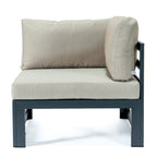 Ensemble de canapé d'angle 4 pièces LeisureMod Chelsea pour patio extérieur, en aluminium noir avec coussins
