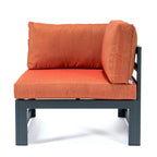 Ensemble de canapé d'angle 4 pièces LeisureMod Chelsea pour patio extérieur, en aluminium noir avec coussins