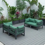 Ensemble de canapé d'angle 4 pièces LeisureMod Chelsea pour patio extérieur, en aluminium noir avec coussins