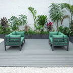 Ensemble de canapé d'angle 4 pièces LeisureMod Chelsea pour patio extérieur, en aluminium noir avec coussins