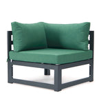 Ensemble de canapé d'angle 4 pièces LeisureMod Chelsea pour patio extérieur, en aluminium noir avec coussins