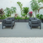 Ensemble de canapé d'angle 4 pièces LeisureMod Chelsea pour patio extérieur, en aluminium noir avec coussins