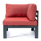 Ensemble de canapé d'angle 4 pièces LeisureMod Chelsea pour patio extérieur, en aluminium noir avec coussins