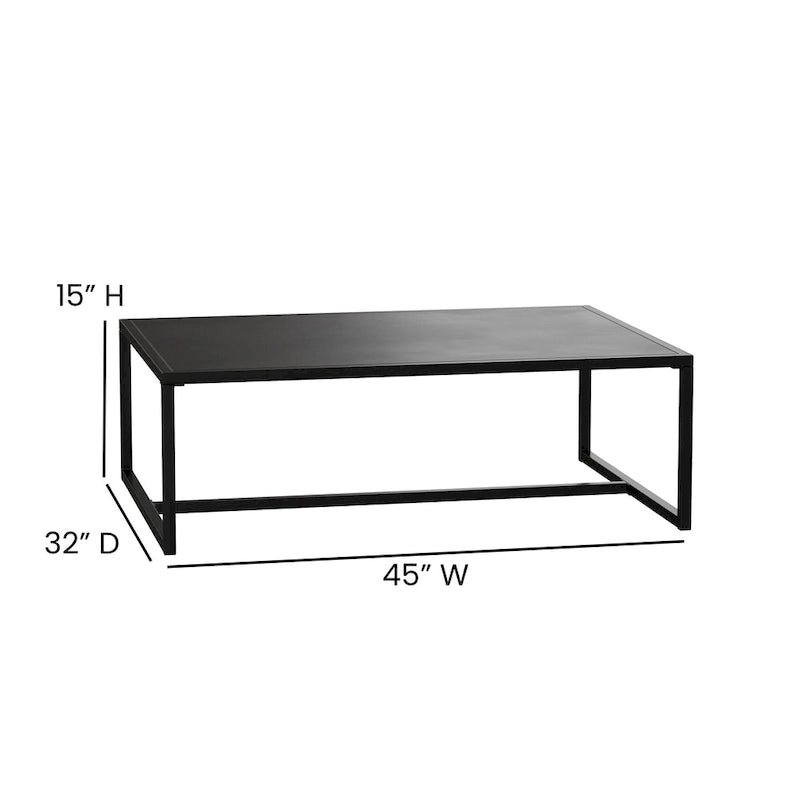 Table basse de patio en acier de qualité commerciale, résistante aux intempéries, pour intérieur et extérieur - 81 cm (P) x 114 cm (L) x 38 cm (H)