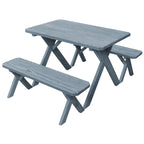 Table de pique-nique en pin traité sous pression de 1,20 m avec pieds croisés et 2 bancs