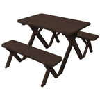Table de pique-nique en pin traité sous pression de 1,20 m avec pieds croisés et 2 bancs