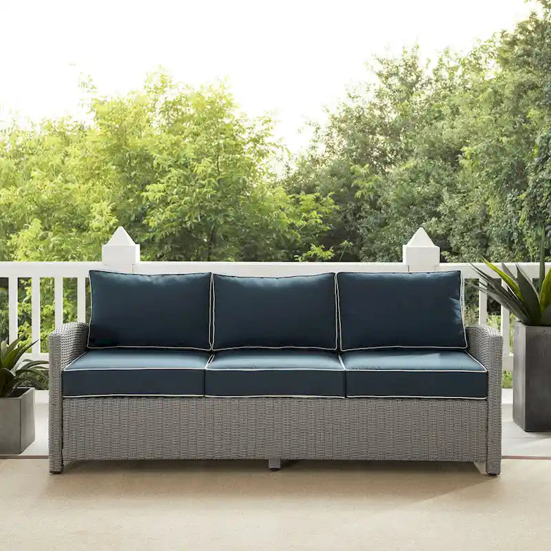 Canapé d'extérieur en résine tressée Bradenton - 80,5 cm (L) x 31,75 cm (P) x 32,5 cm (H)