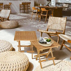 Table de pique-nique pliante carrée Seven Seas en teck avec poignée de transport