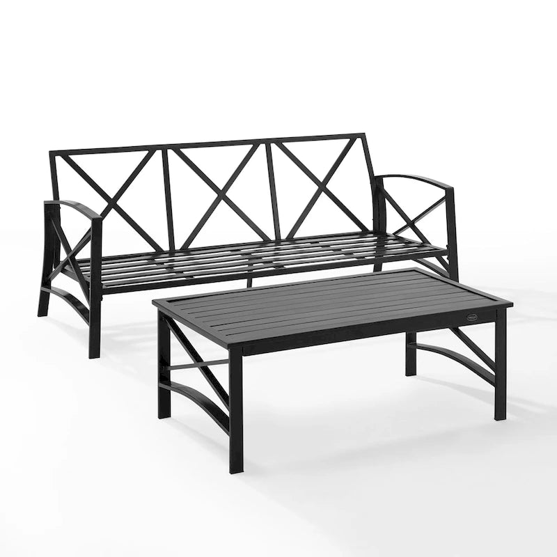 Ensemble de canapés d'extérieur 2 pièces Crosley Kaplan - 79 cm (L) x 65 cm (P) x 32 cm (H)