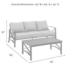 Ensemble de canapés d'extérieur 2 pièces Crosley Kaplan - 79 cm (L) x 65 cm (P) x 32 cm (H)