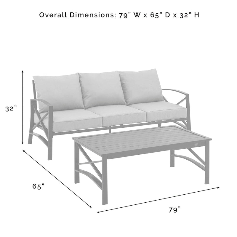 Ensemble de canapés d'extérieur 2 pièces Crosley Kaplan - 79 cm (L) x 65 cm (P) x 32 cm (H)