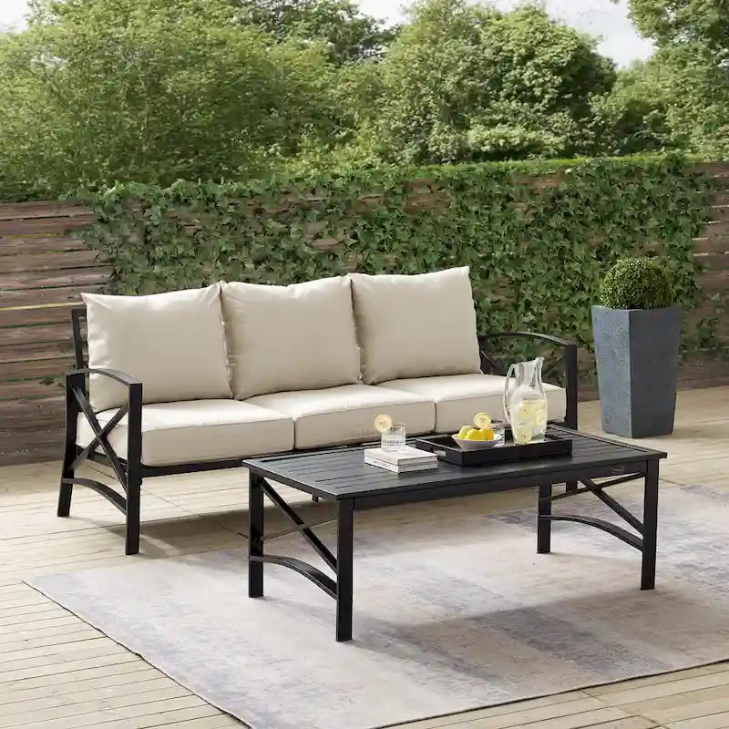 Ensemble de canapés d'extérieur 2 pièces Crosley Kaplan - 79 cm (L) x 65 cm (P) x 32 cm (H)