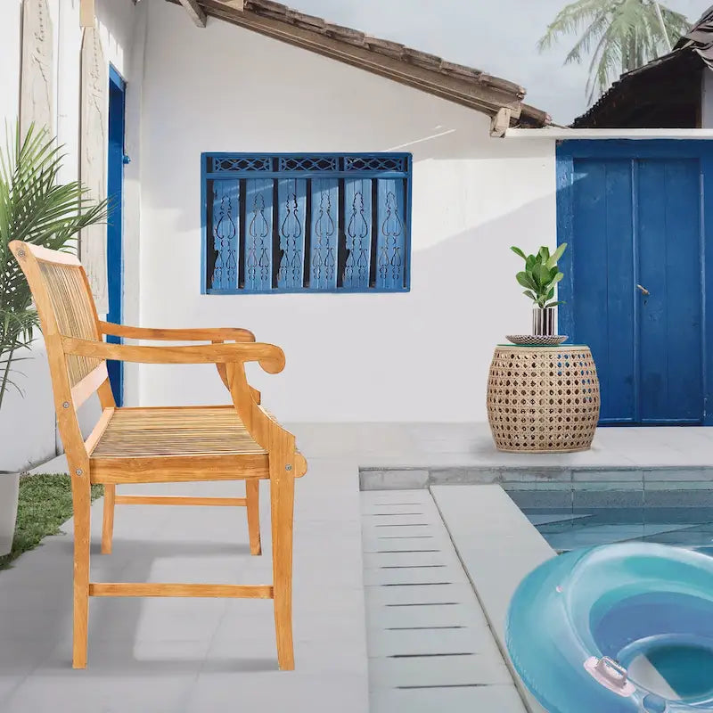 Banc de jardin et terrasse en teck Chic Teak Castle avec accoudoirs, 1,83 m (6 pieds).
