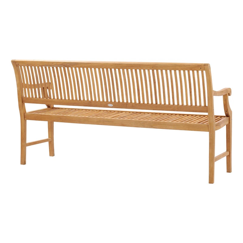 Banc de jardin et terrasse en teck Chic Teak Castle avec accoudoirs, 1,83 m (6 pieds).