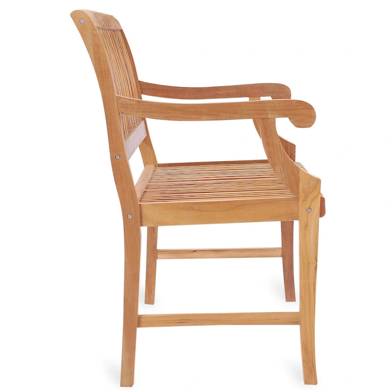 Banc de jardin et terrasse en teck Chic Teak Castle avec accoudoirs, 1,83 m (6 pieds).