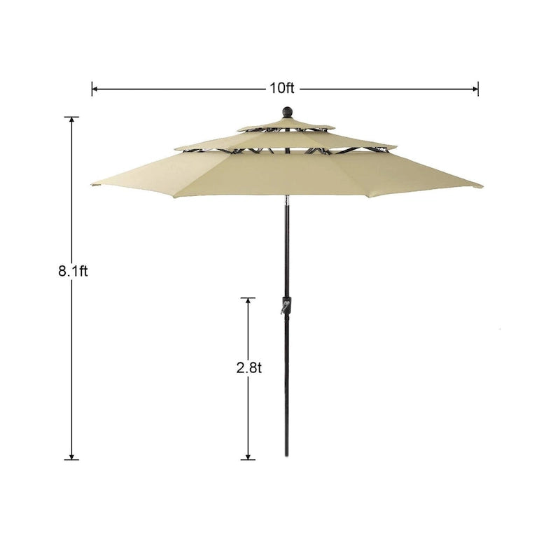 Ensemble de salle à manger d'extérieur MAISON ARTS en métal, 6 pièces : 4 chaises pivotantes, 1 table carrée de 94 cm (37 po) avec structure en acier et 1 parasol rouge à 3 niveaux de 3 m (10 pi).