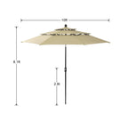 Ensemble de salle à manger d'extérieur MAISON ARTS en métal, 6 pièces : 4 chaises pivotantes, 1 table carrée de 94 cm (37 po) avec structure en acier et 1 parasol rouge à 3 niveaux de 3 m (10 pi).