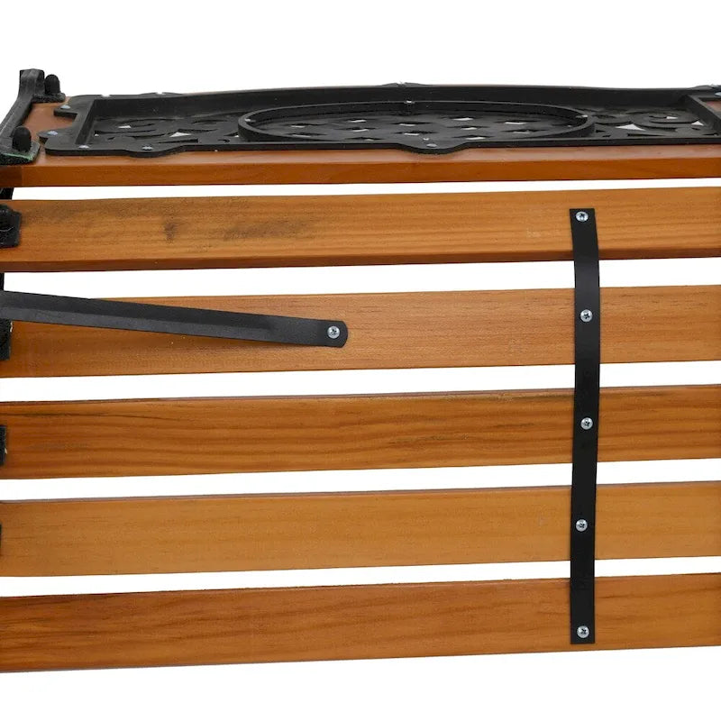 Banc de jardin 49 pouces, chaise de parc extérieure, mobilier de jardin, lattes en bois dur, structure en fonte
