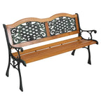 Banc de jardin 49 pouces, chaise de parc extérieure, mobilier de jardin, lattes en bois dur, structure en fonte