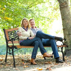 Banc de jardin 49 pouces, chaise de parc extérieure, mobilier de jardin, lattes en bois dur, structure en fonte