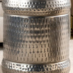 Ensemble de 2 tabourets d'extérieur Preston en nickel - L) 16 x 16 x 18 S) 14,5 x 14,5 x 15,5