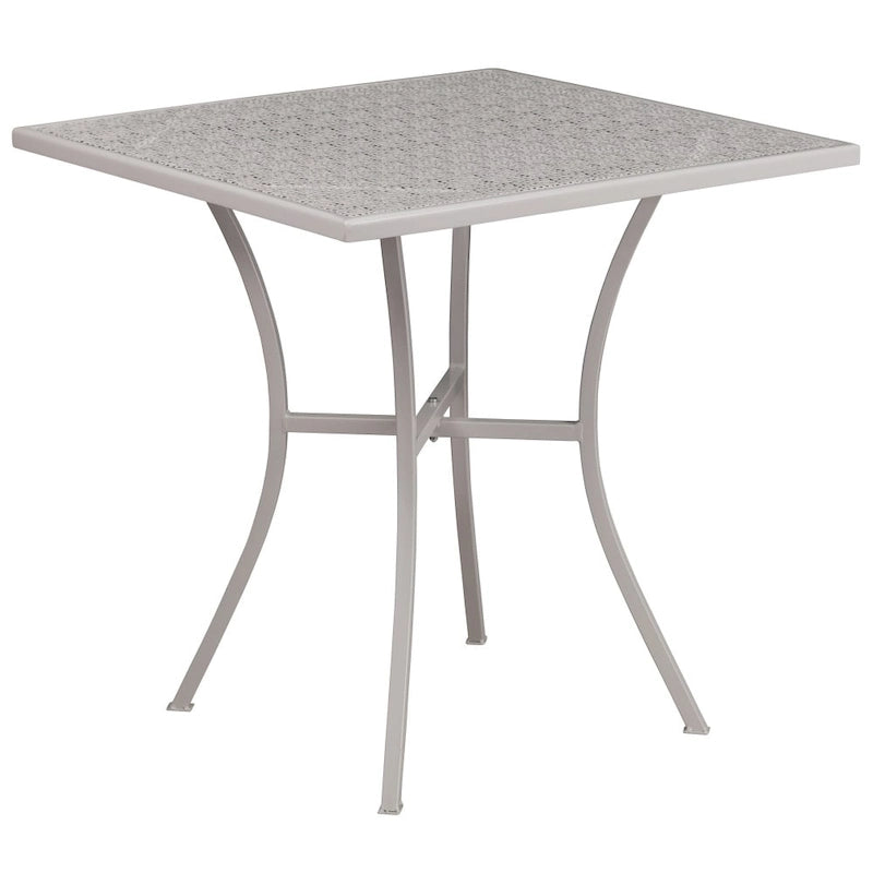 Ensemble table de patio carrée en acier pour intérieur et extérieur (28 pouces) avec 4 chaises à dossier carré