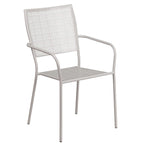 Ensemble table de patio carrée en acier pour intérieur et extérieur (28 pouces) avec 4 chaises à dossier carré