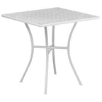 Ensemble table de patio carrée en acier pour intérieur et extérieur (28 pouces) avec 4 chaises à dossier carré