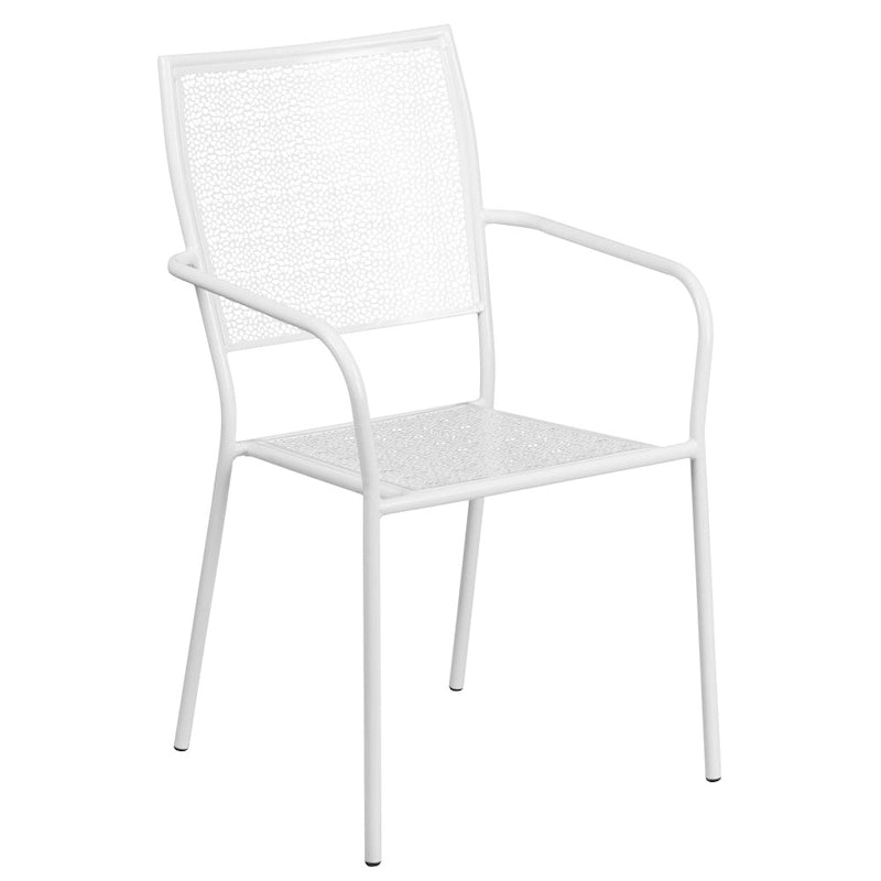 Ensemble table de patio carrée en acier pour intérieur et extérieur (28 pouces) avec 4 chaises à dossier carré