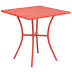 Ensemble table de patio carrée en acier pour intérieur et extérieur (28 pouces) avec 4 chaises à dossier carré