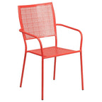 Ensemble table de patio carrée en acier pour intérieur et extérieur (28 pouces) avec 4 chaises à dossier carré