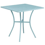 Ensemble table de patio carrée en acier pour intérieur et extérieur (28 pouces) avec 4 chaises à dossier carré