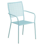 Ensemble table de patio carrée en acier pour intérieur et extérieur (28 pouces) avec 4 chaises à dossier carré