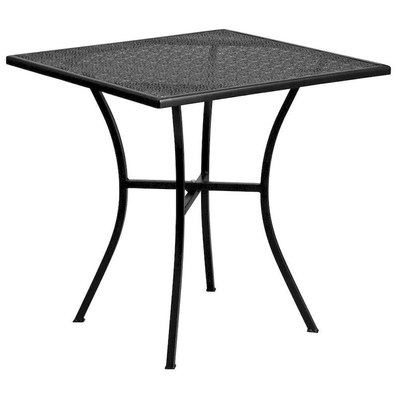 Ensemble table de patio carrée en acier pour intérieur et extérieur (28 pouces) avec 4 chaises à dossier carré