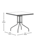 Table carrée en verre trempé et métal de 31,5 cm avec plateau à motif ondulé lisse